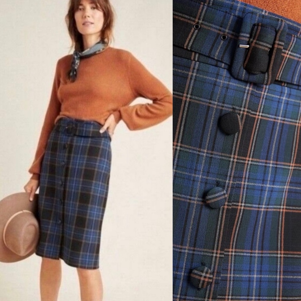 Anthropologie Maeve Bernadette
Button-Front Midi Skirt